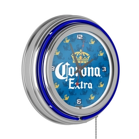 Corona Chrome Double Rung Neon Clock - Griffin, CRN1400-GFN