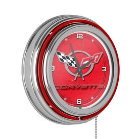 Corvette C5 Neon Clock - 14 inch Diameter - Red, GM1400R-C5-COR