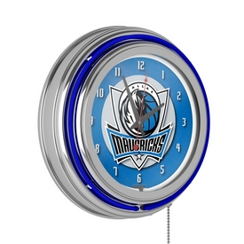 Dallas Mavericks NBA Chrome Double Ring Neon Clock, NBA1400-DM