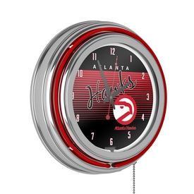 Atlanta Hawks Hardwood Classics NBA Chrome Neon Clock, NBA1400HC-AH