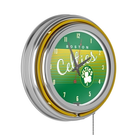 Boston Celtics Hardwood Classics NBA Chrome Neon Clock, NBA1400HC-BC
