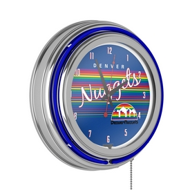 Denver Nuggets Hardwood Classics NBA Chrome Neon Clock, NBA1400HC-DN