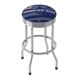 NHL Chrome Ribbed Bar Stool - Columbus Blue Jackets, NHL1005-CBJ