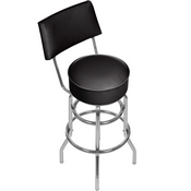 High Grade Black Padded Bar Stool With Back, 1100-BLACK