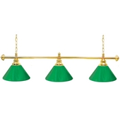 Premium 60 Inch 3 Shade Billiard lamp,  Green and Gold, 603G-GRN