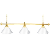Premium 60 Inch 3 Shade Billiard lamp,  White and Gold, 603G-WHI