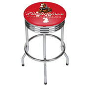 Budweiser Chrome Ribbed Bar Stool - Clydesdale Red, AB1005-CLY-R