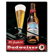 Budweiser Vintage Ad - Bottle & Glass Blk Canvas 18x22 Inch, AB199-C1822GG