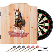 Budweiser Dart Cabinet Set with Darts and Board - Clydesdale Red, AB7010-CLY-R