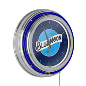 Blue Moon Chrome Double Rung Neon Clock, BM1400