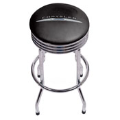 Chrysler Single Ring Ribbed Stool - Chrome, CHR1005-LOGO