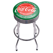 Coca Cola Chrome Ribbed Bar Stool - Red & Green, COKE-1005-V15