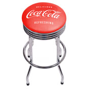 Coca Cola Chrome Ribbed Bar Stool - Delicious Refreshing, COKE-1005-V3