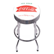 Coca Cola Chrome Ribbed Bar Stool - Ice Cold, COKE-1005-V8