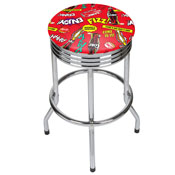 Coca Cola Chrome Ribbed Bar Stool - Pop Art, COKE1005-POP