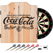 Coca Cola Dart Cabinet Set with Darts and Board - 5 Cents Black, COKE7010-5C-B