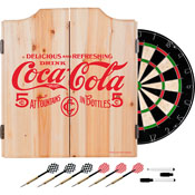 Coca Cola Dart Cabinet Set with Darts and Board - 5 Cents Red, COKE7010-5C