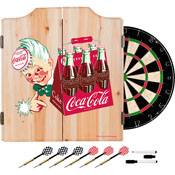 Coca Cola Dart Cabinet Set with Darts and Board - Classic 6 Pack, COKE7010-C6PK