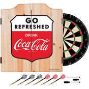 Coca Cola Dart Cabinet Set with Darts and Board - Go Refreshed, COKE7010-GR