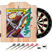 Coca Cola Dart Cabinet Set with Darts and Board - Pop Art Bottle, COKE7010-POP