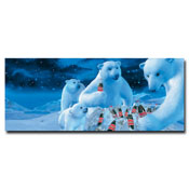 Coke Polar Bears with Nest of Coke Bottles - 13 x 22 Inches, CokePB5-c1322gg