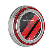 Dodge Chrome Double Rung Neon Clock - Big Stripe, DGE1400-BIG