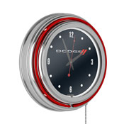 Dodge Chrome Double Rung Neon Clock, DGE1400-LOGO