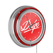 Dodge Chrome Double Rung Neon Clock - Signature, DGE1400-SIG