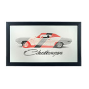 Dodge Logo Mirror - Challenger Stripes, DGE1500-STRIPE