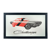Dodge Logo Mirror - Challenger Stripes 2, DGE1500-STRIPE2