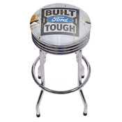 Ford Chrome Ribbed Bar Stool - Built Ford Tough, FD1005-BFT