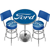 Ford Genuine Parts Game Room Combo - 2 Stools w/Back & Table, FD9900-FGP