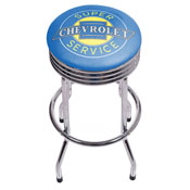 Chevrolet Chrome Ribbed Bar Stool - Super Service, GM1005-SS