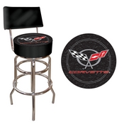 Corvette C5 Padded Bar Stool with Back - Black, GM1100-C5-COR