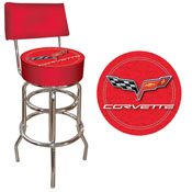 Corvette C6 Padded Bar Stool - Red - Made In USA, GM1100R-C6-COR-1