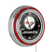 Corvette C1 Neon Clock - 14 inch Diameter - Black, GM1400B-C1-COR