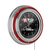 Corvette C2 Black Chrome Double Ring Neon Clock, GM1400B-C2-COR