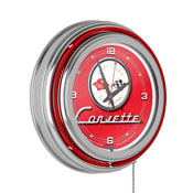 Corvette C1 Neon Clock - 14 inch Diameter - Red, GM1400R-C1-COR