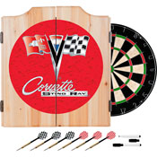 Corvette C2 Red Wood Dart Cabinet Set, GM7000R-C2-COR
