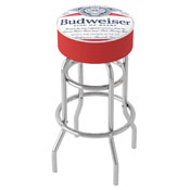 Budweiser Chrome Padded Bar Stool With Swivel - Label Design, AB1000-LBL