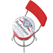 Budweiser Chrome Padded Swivel Bar Stool With Swivel - Label Design, AB1100-LBL