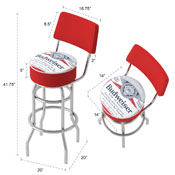 Budweiser Chrome Padded Swivel Bar Stool With Swivel - Label Design, AB1100-LBL