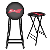 Budweiser 24 Inch Cushioned Folding Stool - Black, AB2400-BUD-US