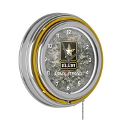 U.S. Army Digital Camo Chrome Double Ring Neon Clock, ARMY1400-CAMO
