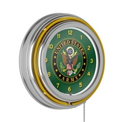 U.S. Army Symbol Chrome Double Ring Neon Clock, ARMY1400-SYM