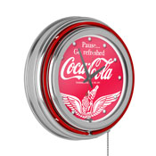 Wings Coca Cola Neon Clock - Two Neon Rings, coke-1400-v16