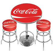 Ultimate Coca-Cola Gameroom Combo - 2 Bar Stools and Table, coke-9800-DR