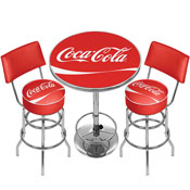 Ultimate Coca-Cola Gameroom Combo - 2 Stools w/Back & Table, coke-9900-DR