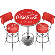 Ultimate Coca-Cola Gameroom Combo - 2 Stools w/Back & Table-1, coke-9900-v3