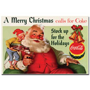 Coke Santa Merry Christmas w/ Elves - 16 x 24 Inches, cokeSanta3-c1624gg